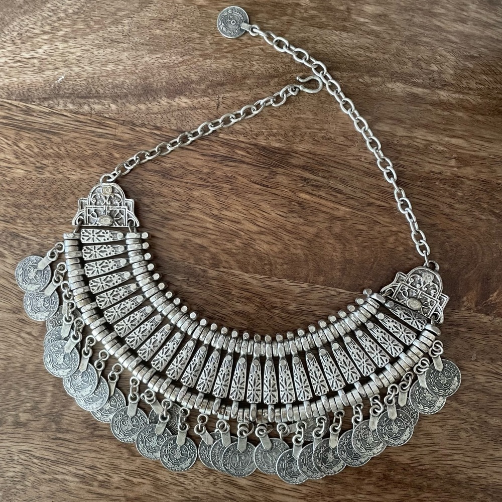Ankara boho necklace with coins